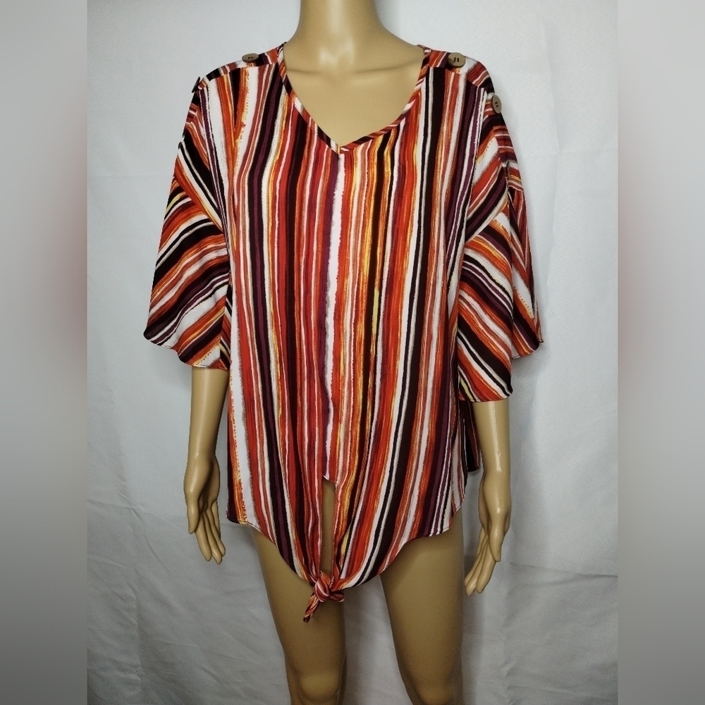 Cato women's multi colored striped blouse shirt top size medium